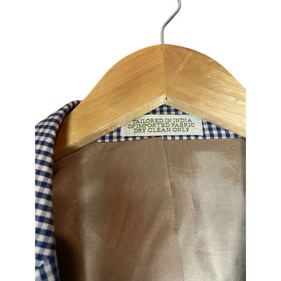 Orvis Plaid Blazer Mens 40R Navy White Sports Coat Preppy Formal Business - Picture 3 of 5